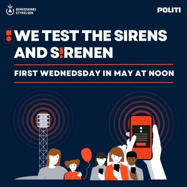 Tomorrow at noon, On the first wednesday of may the authorities in Denmark will test the sirens and S!RENEN, the warning system on mobile phones.

It is just a test, so there is no need to be alarmed or take any action.

Follow us on Social Media and Download Community FREE APP:
https://indianassociationdenmark.com/iad/socialmedia/

#Denmark #Sirens #mobilephones #IAD #IndianAssociationDenmark