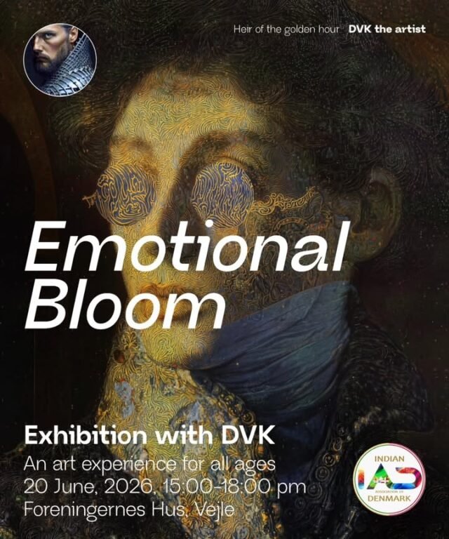 ✅ FREE entry (Registration required for better planning)
https://indianassociationdenmark.com/iad/digitalart/

🎨✨ Experience Digital Art Like Never Before ✨🎨

We are proud to invite you to “The Secret of Athena” – a digital art exhibition with DVK, where technology, history, and imagination come together.
 
🌍 Internationally Exhibited Artist
The artist’s work has been showcased on some of the world’s most iconic stages, including Times Square (New York), Shibuya Square (Tokyo), The Oculus in New York, museums and galleries in Rome, Seoul, Lisbon, the artist has also had the unique opportunity to work with Val Kilmer on special creative projects.
 
🎤 Meet the Artist
Enjoy a special artist talk, hear the stories behind the artworks, and gain insight directly from the creator.
 
🖼️ Own the Art
All visitors will also have the opportunity to purchase selected artworks.
 
🍰🥤 Open to All – Family Friendly
This event is open to all age groups, with cake and soda available for everyone.
 
📍 Event Details
🗓️ 20 June 2026
⏰ 15:00 – 18:00
📍 Foreningernes Hus, Vejle
 
✅ Registration is now open: https://indianassociationdenmark.com/iad/digitalart/
Spots are limited, so make sure to register for the event today and be part of an inspiring digital art experience.
 
🔗 Learn more about the artist:
👉 https://dvktheartist.xyz/
 
We look forward to welcoming you!
#DigitalArt #ArtExhibition #ArtistTalk #TheSecretOfAthena #DVK #VejleEvents #ArtForAll #IndianAssociationDenmark #IAD Embassy of Denmark in India Danish Cultural Institute India India in Denmark (Embassy of India, Copenhagen) Indian Council For Cultural Relations