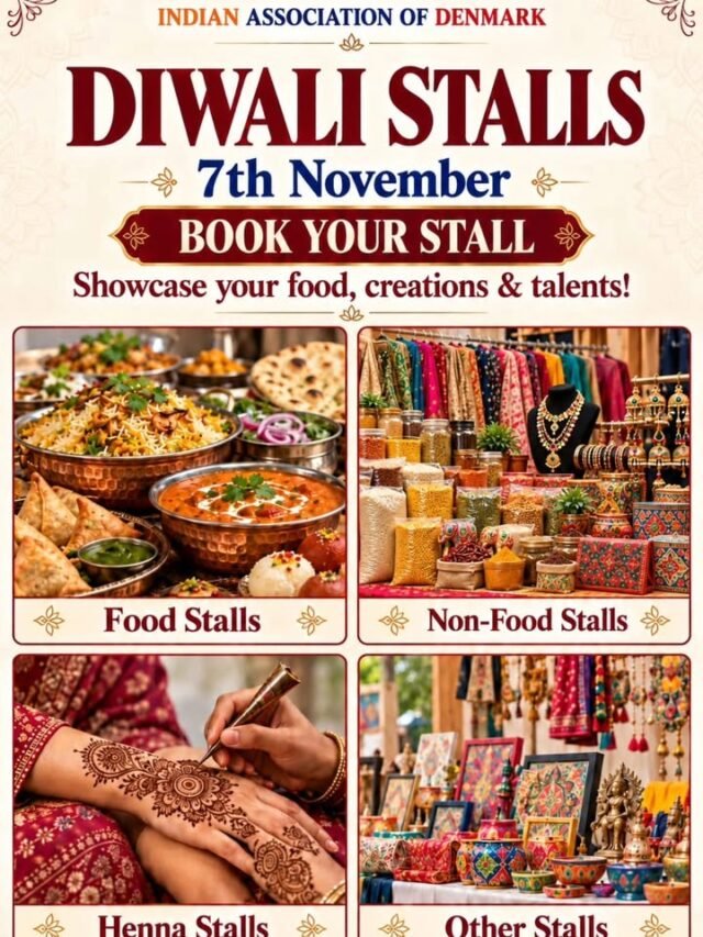 🛍️👩‍🍳 WANT TO SET UP A STALL AT OUR DIWALI 'i DANMARK 2026? STALL REGISTRATIONS ARE OPEN! 🪔 

​Got a passion for cooking authentic Indian food? Or do you create beautiful handmade,  festive decor, or ethnic outfits?
​
​📌 We welcome both Food and Non-Food Stalls!
​📲 How to register your stall:
Click the link to register and lock in your space:
🔗 https://indianassociationdenmark.com/iad/diwalistalls2026/ 

#IndianAssociationDenmark #Diwali2026 #DiwaliDenmark #DiwaliVejle #DiwaliVejle2026
